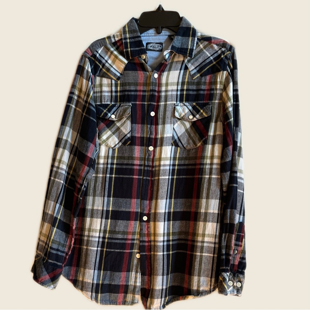 First Wave Multicolor Plaid Flannel Shirt – Size 16 – 100% Cotton